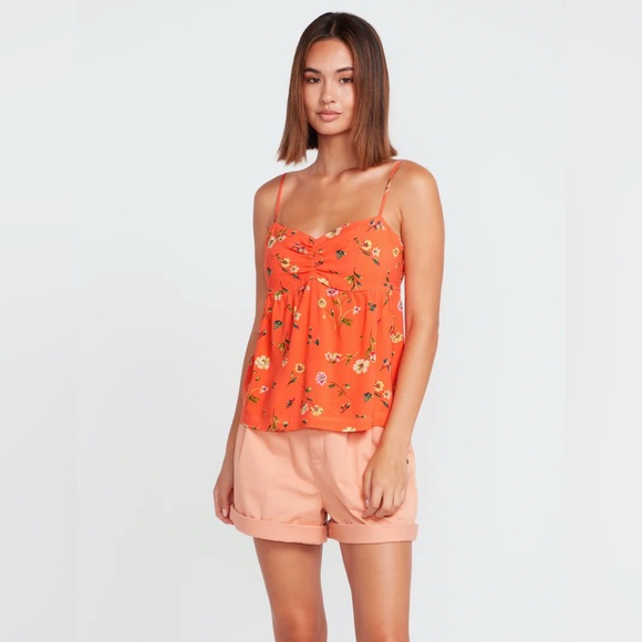 Volcom Floral Mucho Mahalo Coral Cami Flowy Tank Top - Picture 4 of 11